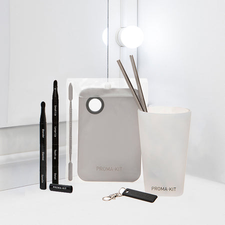 Proma Kit cosmetic accessories, stackable makeup brushes, eyeliner sharpeners, makeup palettes and more. Perfect for professional makeup artist kits